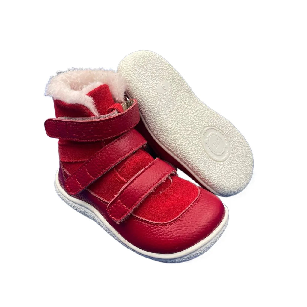 TipsieToes Top Brand Barefoot Genuine Leather Baby Toddler Girl Boy Kids Shoes For Fashion Winter Snow Boots 3 Straps Fur Inside