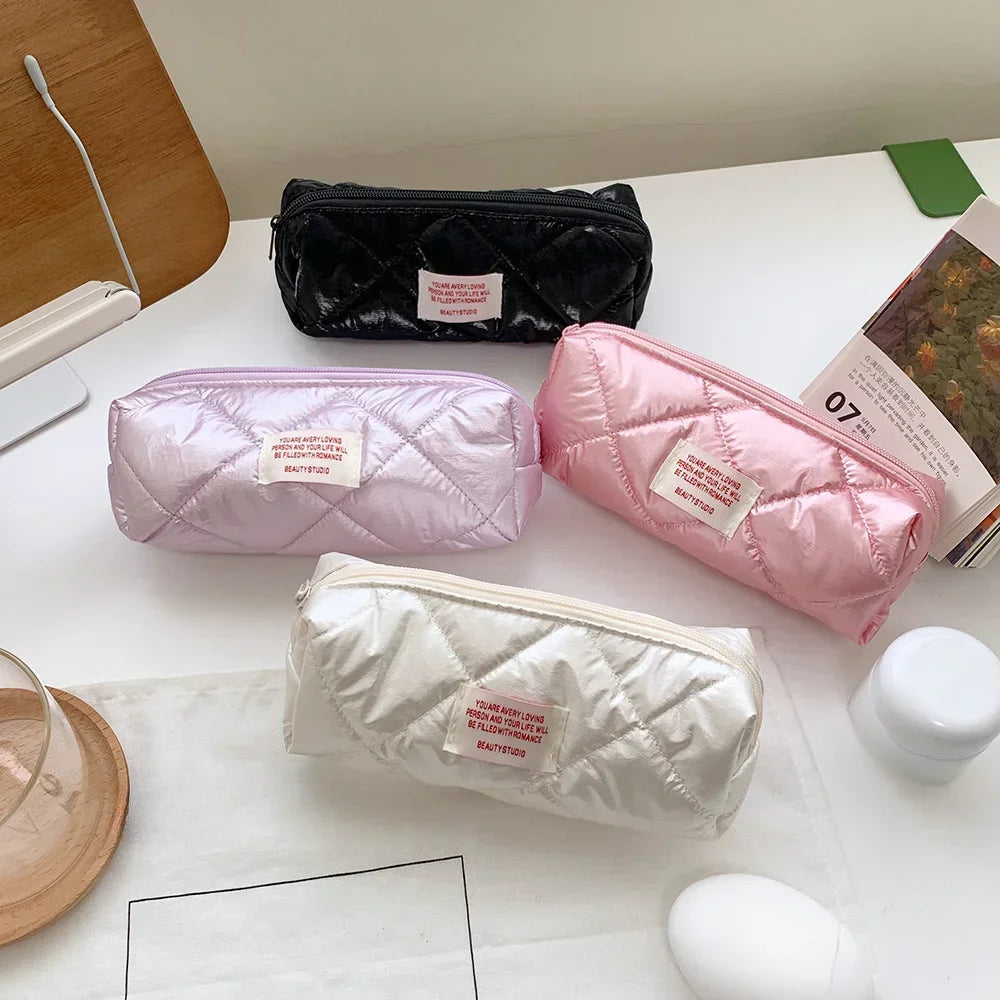 Large Capacity Make Up Kit Portable Travel Toiletries Skincare Organizer Pouch New Fashion Rhombus Shiny Clutch Cosmetic Bag