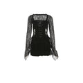 Nibber Black Retro Mysterious Lace Sexy Mature Beautiful Sweet Gentle Personality Women Drawstring Laminated Ruffled Tutu Dress