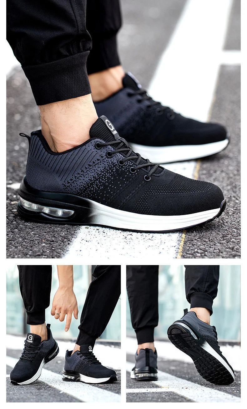 Safety Shoes Men Women Work Safety Boots Steel Toe Shoe Puncture Proof Air Cushion Work Sneakers Light Fashion Work Shoes Unisex