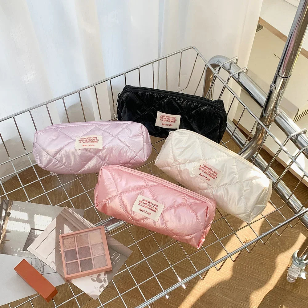 Large Capacity Make Up Kit Portable Travel Toiletries Skincare Organizer Pouch New Fashion Rhombus Shiny Clutch Cosmetic Bag