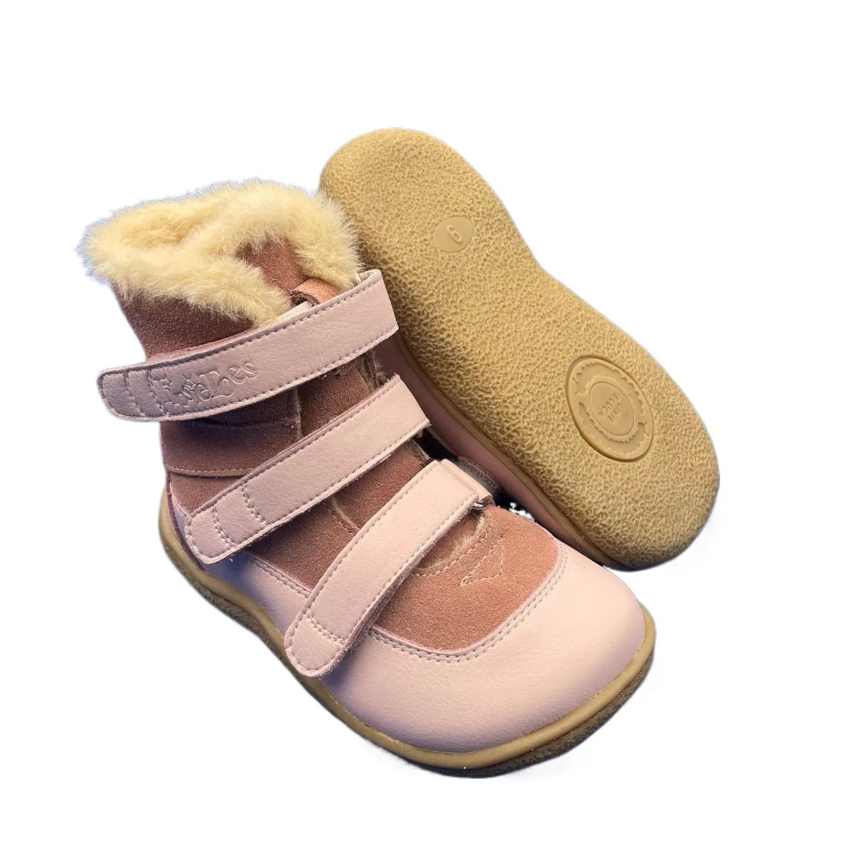 TipsieToes Top Brand Barefoot Genuine Leather Baby Toddler Girl Boy Kids Shoes For Fashion Winter Snow Boots 3 Straps Fur Inside