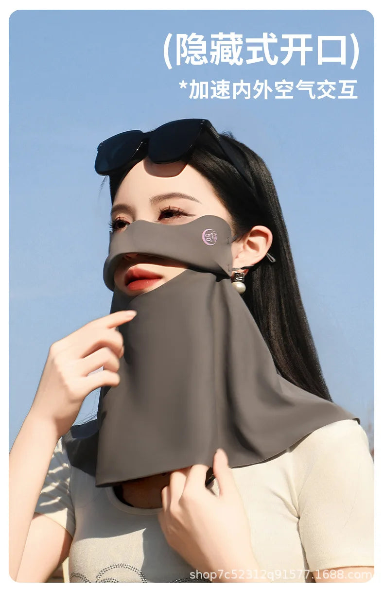 1PC 3D Ice Silk UPF50+ UV Protection Face Mask for Women Autumn Outdoor Cycling Hiking 360° Face Neck Cover Cool Balaclava Scarf