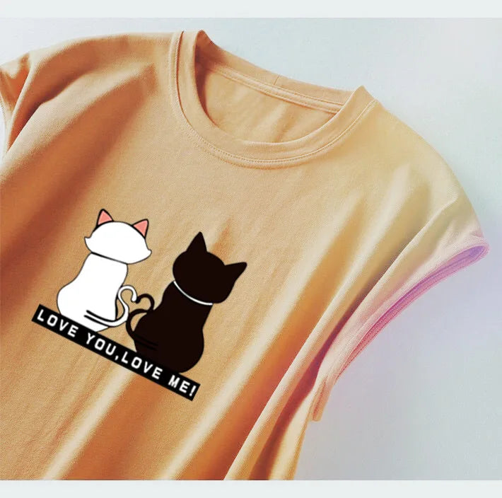 Women Summer Kawaii Cat Print Dress Korean Fashion Aesthetic Clothes Casual Streetwear Black Loose Midi Dresses for Women 2023
