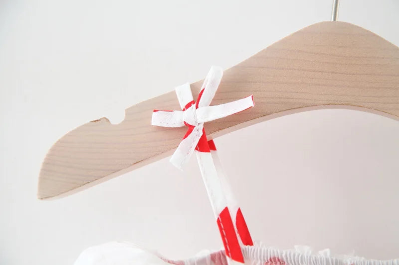 New Two-Piece Halter Strawberry Print Polka Dot Bloomers For Baby Girls Casual Summer Two-Piece Sweet Princess Dress