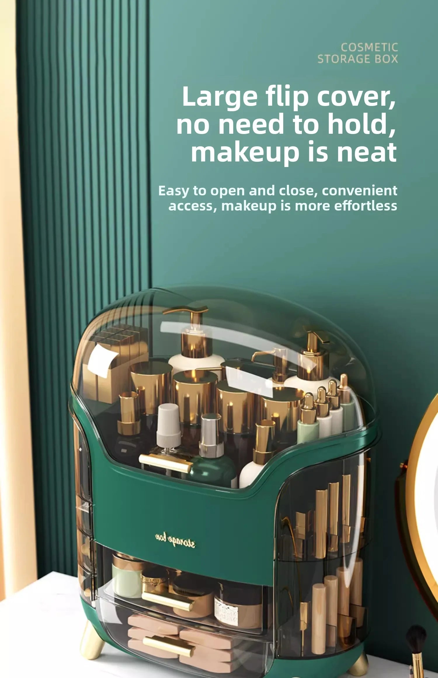 Dustproof Cosmetic Storage Box Integrated Desktop Makeup Case Lipstick Box Skincare Product Rack Elegant Design