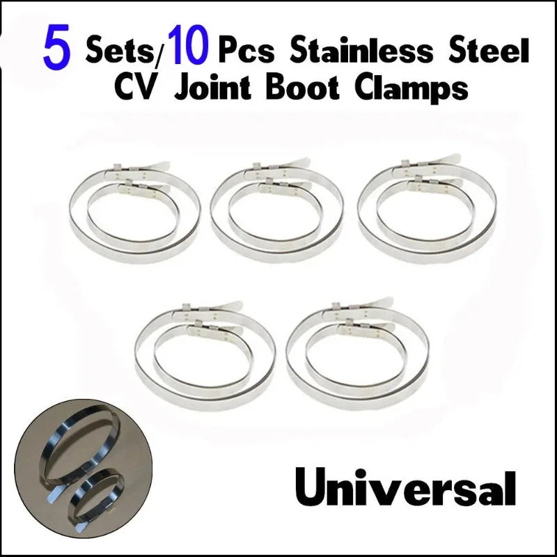 10PCS CV Boot Clips Kit Adjustable Stainless Steel Axle Coupling Shaft Guide Clamp CV Guide Clamp Kit Universal Auto ATV CV