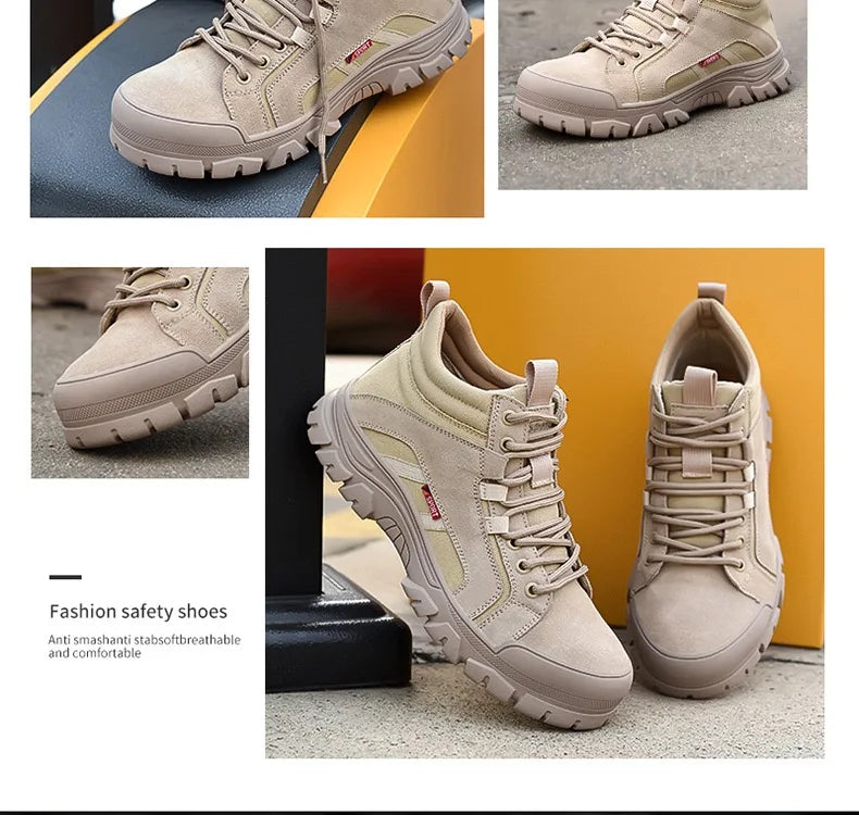 2024 High-top work safety boots men's steel toe work shoes indestructible anti-smashing anti-puncture work sneakers