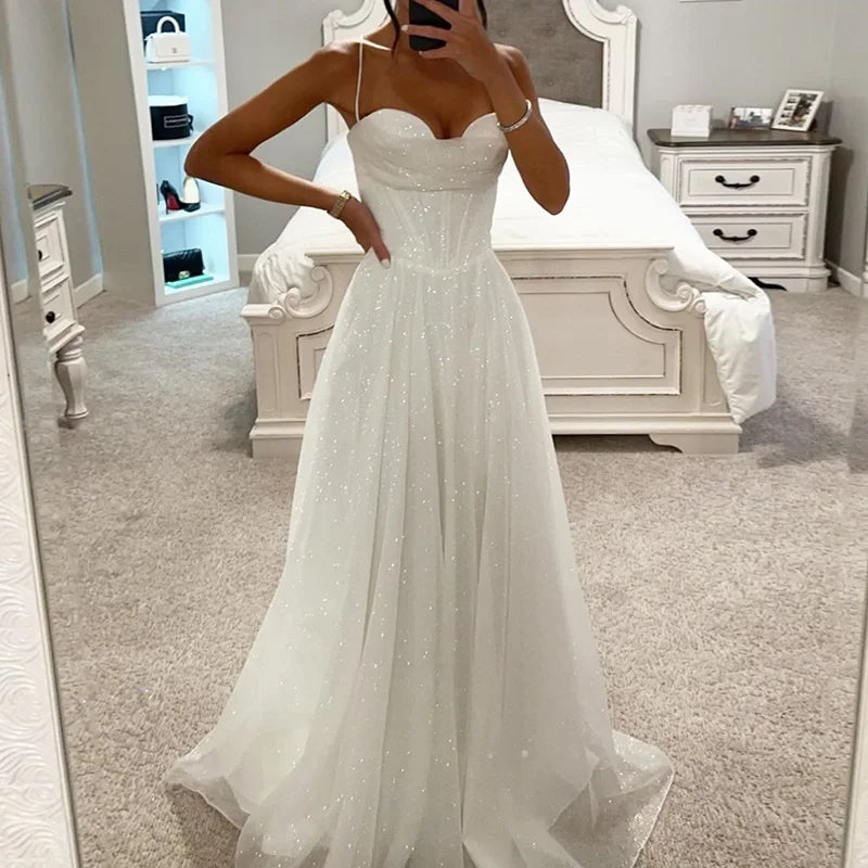 Women Sleeveless Fashion Simple Party Dress, Summer Holiday Backless Elegant Maxi Dress, New V Neck Spaghetti Strap Ladies Dress