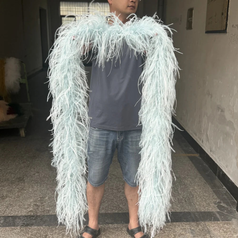 2M Royal blue Natural Ostrich Long Feathers Boa Decoration for Party Wedding Dress Shawl Clothes Sewing Accessories Crafts Plume