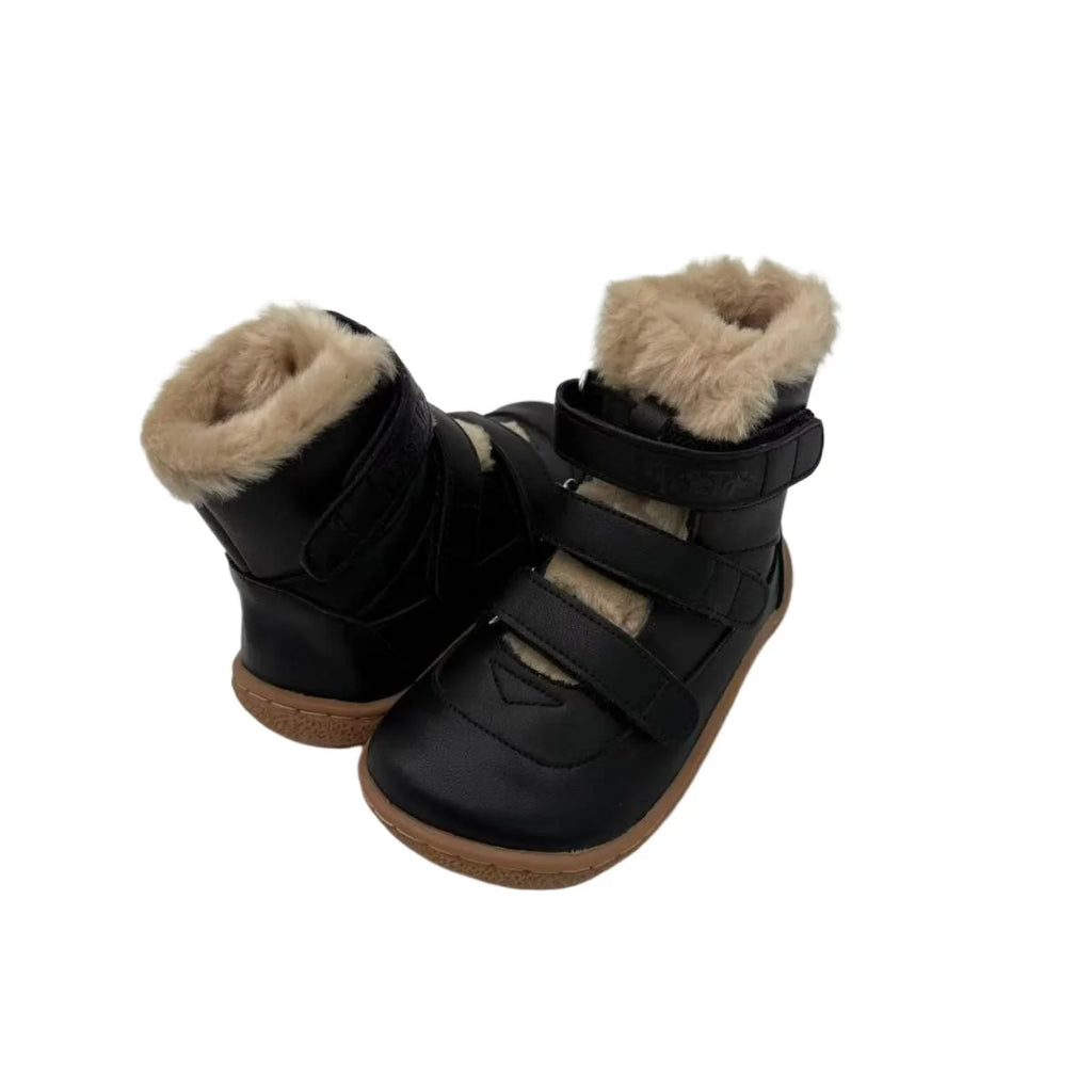 TipsieToes Top Brand Barefoot Genuine Leather Baby Toddler Girl Boy Kids Shoes For Fashion Winter Snow Boots 3 Straps Fur Inside