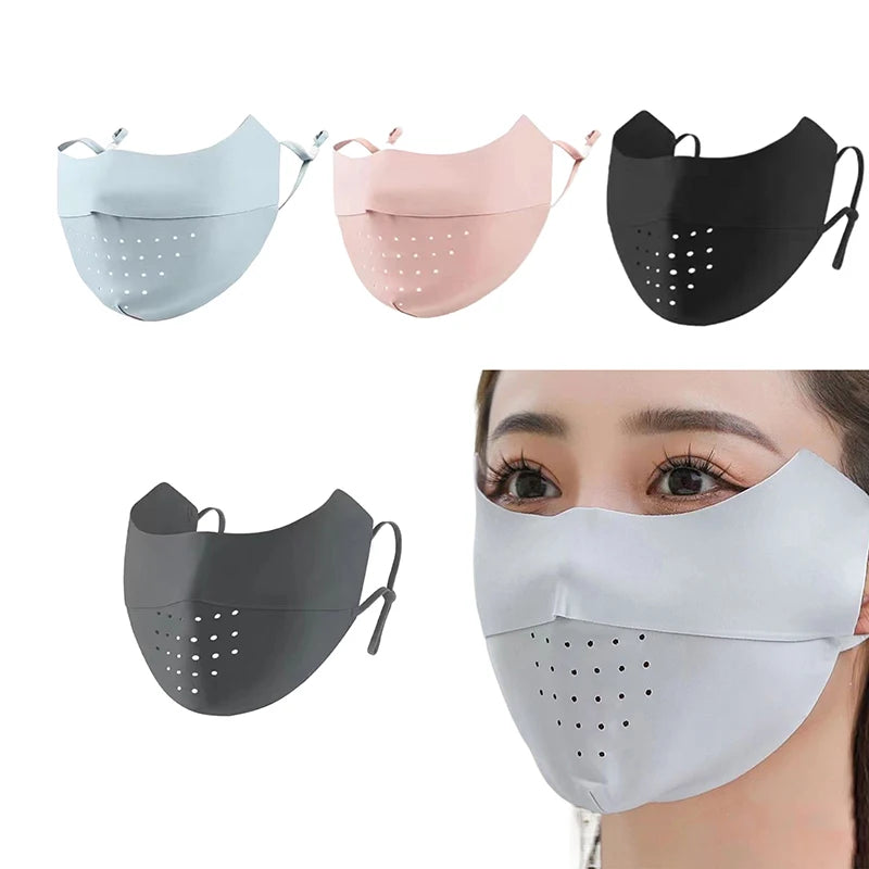 Ice Silk Face Mask UV Sun Protection Summer Adjustable Breathable Men Women Outdoor Running Cycling Sports Mask