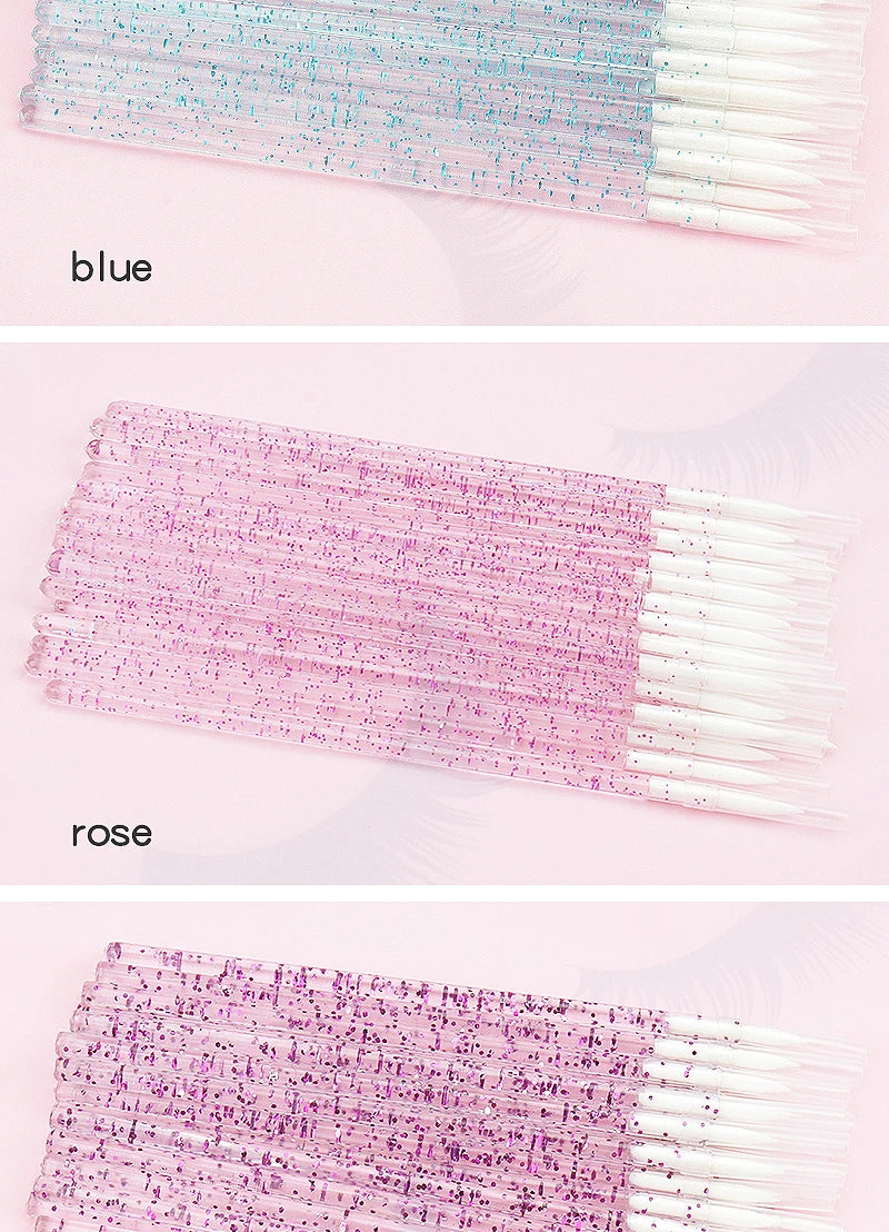 50pc Disposable Eyeliner Makeup Brush Crystal Handle Soft Fiber Lip Line Outline Brush Eyeshadow Blending Applicator Beauty Tool