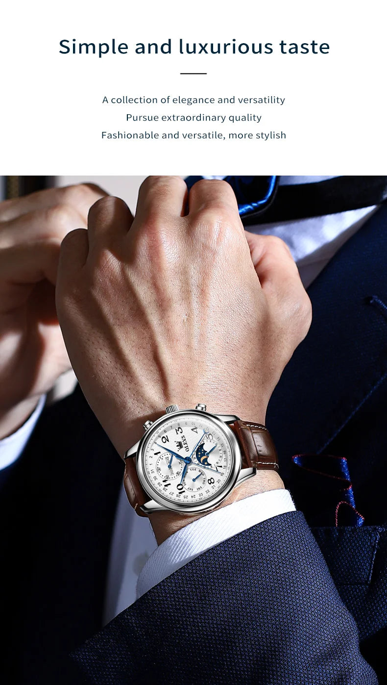 OLEVS Top Brand Luxury Automatic Mechanical Men Watches Moon Phase Steel Dress Fashion Business Waterproof Watch Reloj Hombre