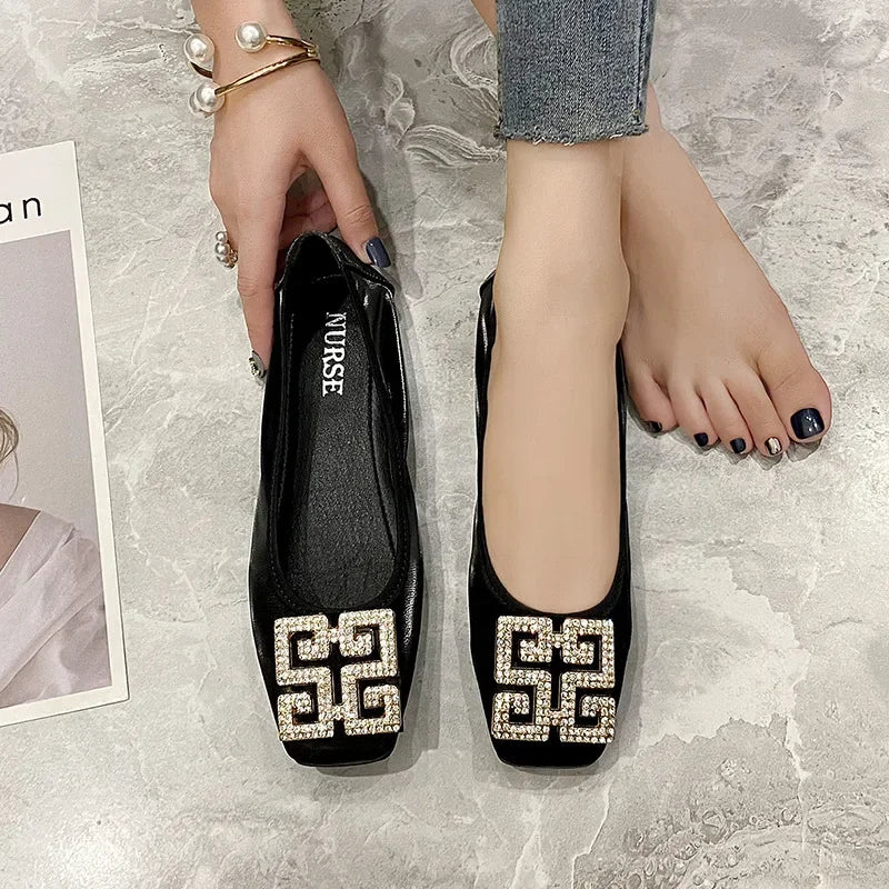 Comemore Leather Slip on Shoes for Women Ballet Flats Shallow Female Flat Shoe Red 2024 Spring Summer Fashion Women's Moccasins