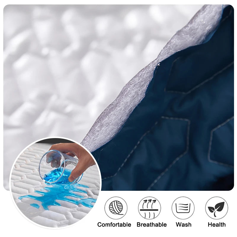 Waterproof Mattress Cover Cartoon Fitted Sheet Home Bedroom Bed Pad Protector Families with Pet Children (without Pillow Case)