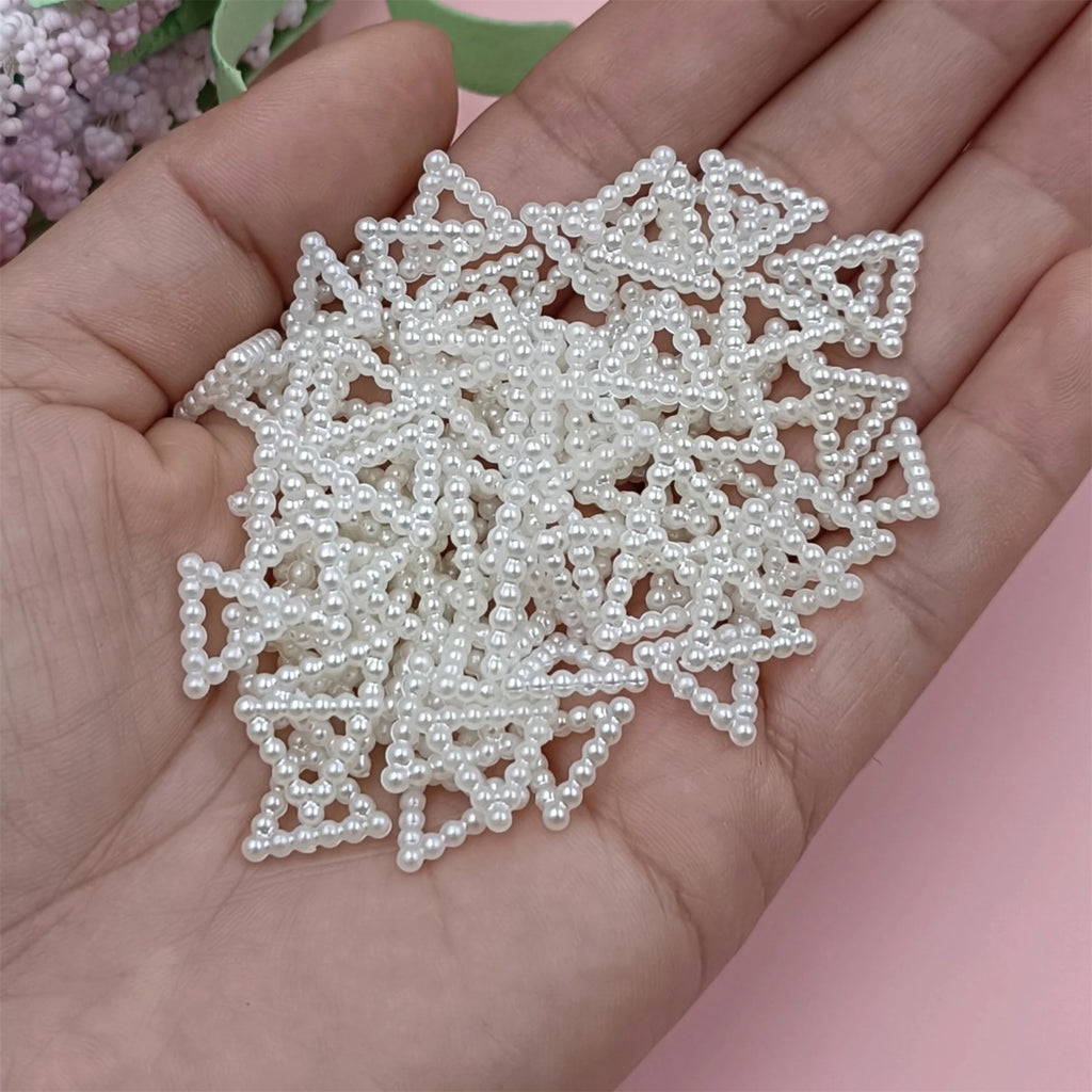 8-15mm 40pcs/pack Imitation Pearl Hollow Heart Star Flower Beads For Jewelry Making DIY Crafts Hairpin Material