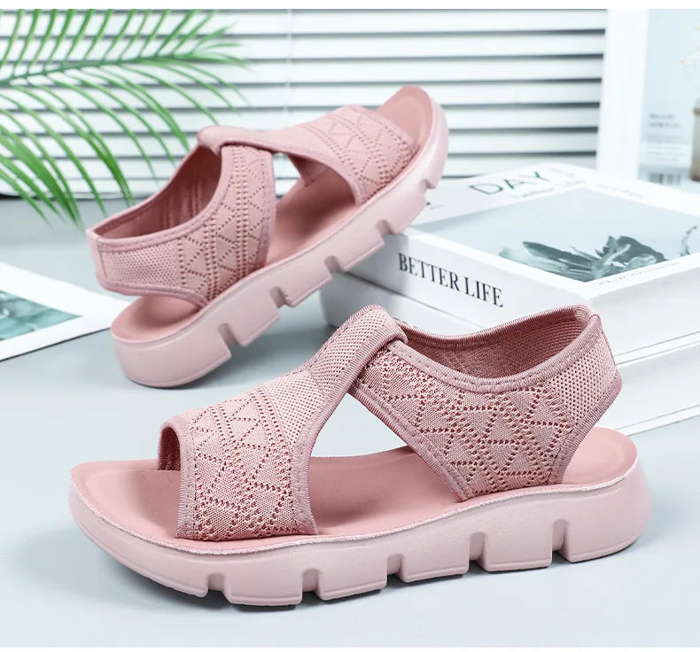 Summer 2026 Women's Breathable Sandals Thick Soled Casual Women's Shoes Half Slippers Mesh Flat Sandals Clearance Treatment