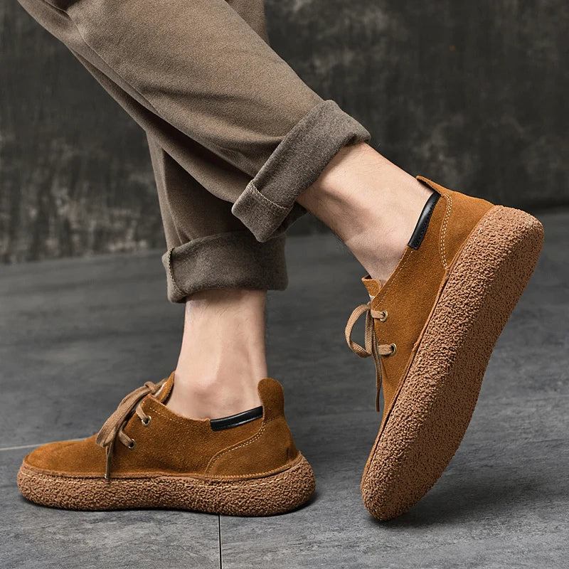 2025 Men's Fashion Leather Shoes High Gloss Suede Autumn Winter Business Casual Shoes Soft Lining Comfortable Shoes Size 38-45