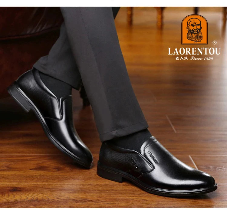 LAORENTOU genuine leather casual shoes, men's cowhide breathable soft sole, versatile business leather shoes