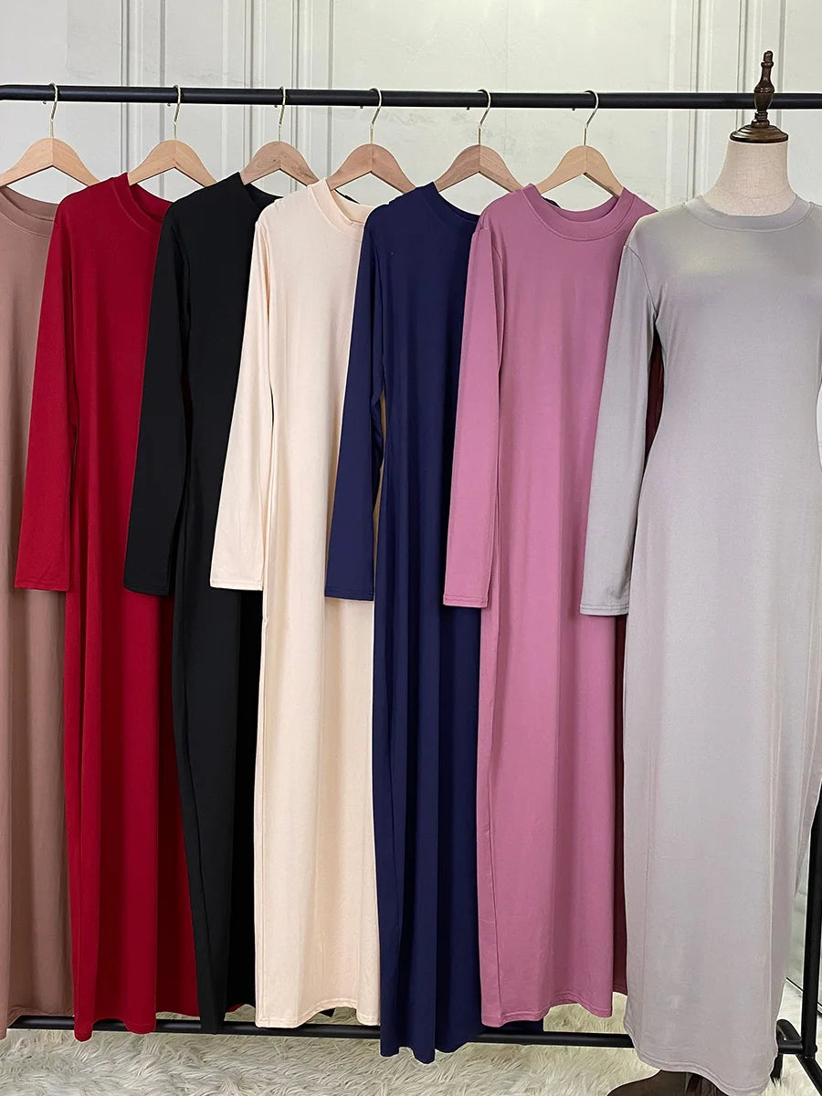 Muslim Middle East new fashion base solid color dress Dubai Turkey Arab elegant popular women's dress