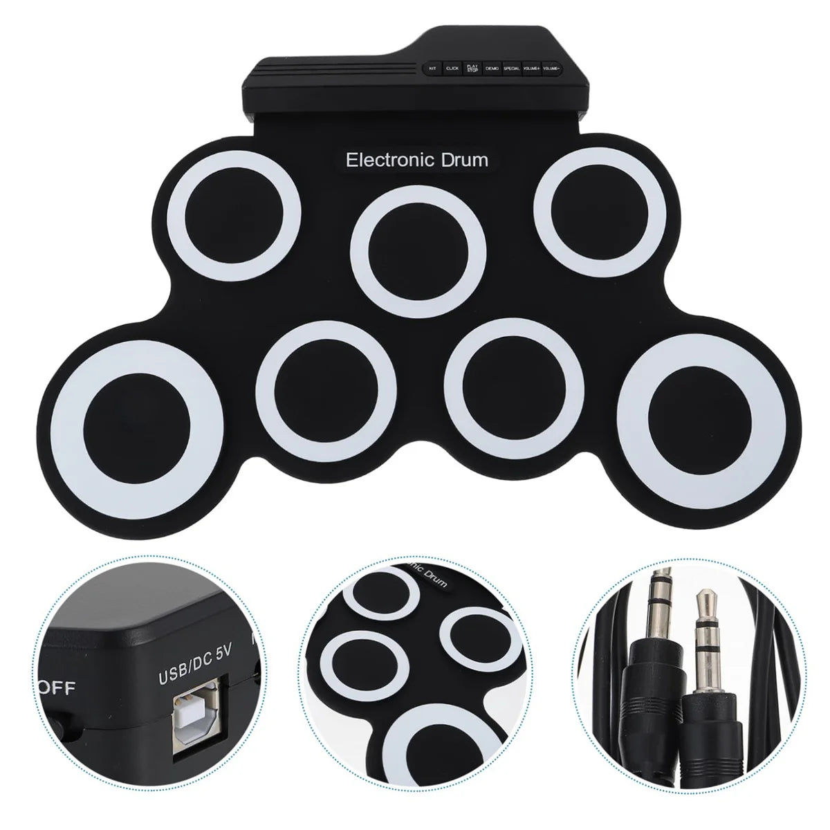 2022New Folding Silicone Hand Roll USB Electronic Drum Portable Practice Drums Pad Kit With Drumsticks Sustain Pedal