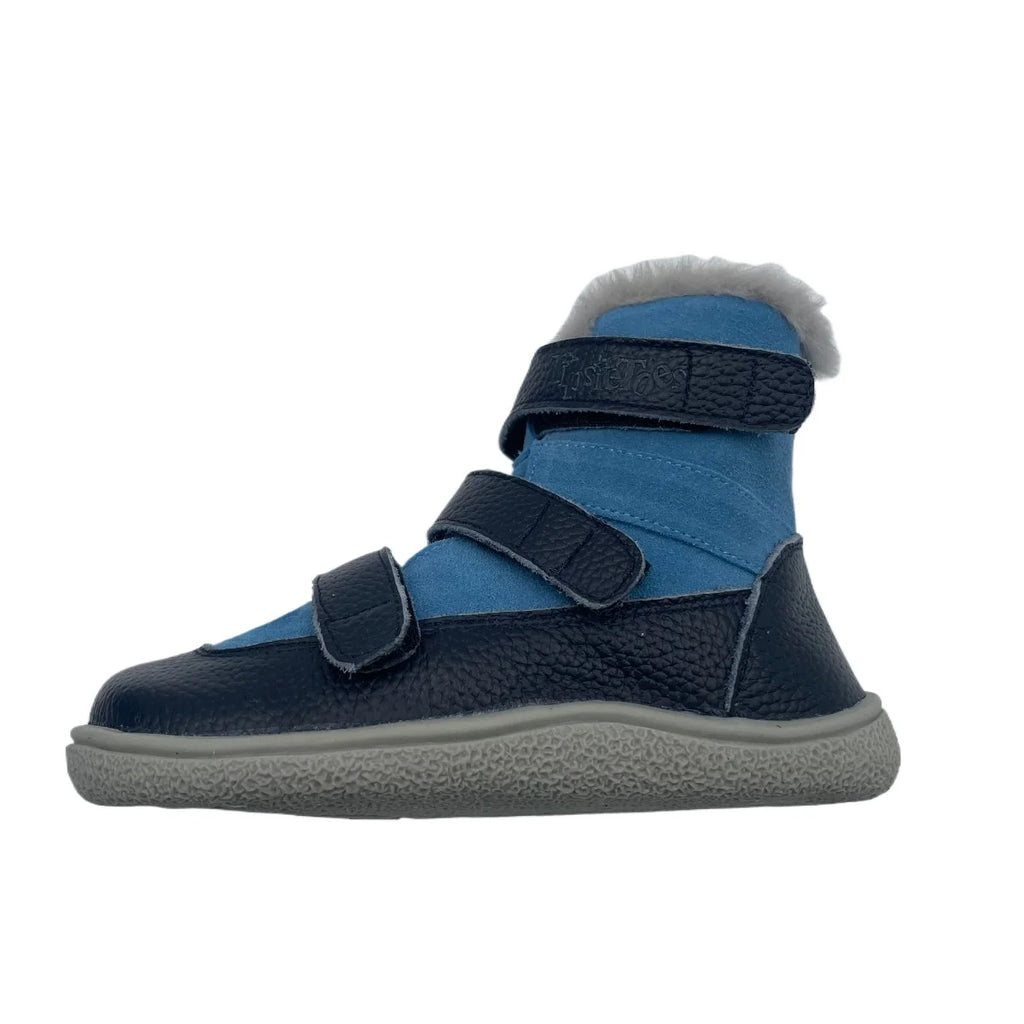 TipsieToes Top Brand Barefoot Genuine Leather Baby Toddler Girl Boy Kids Shoes For Fashion Winter Snow Boots 3 Straps Fur Inside