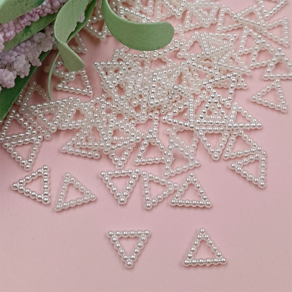 8-15mm 40pcs/pack Imitation Pearl Hollow Heart Star Flower Beads For Jewelry Making DIY Crafts Hairpin Material