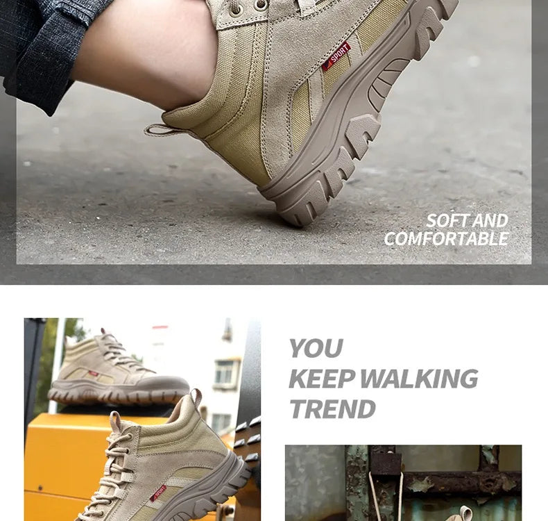 2024 High-top work safety boots men's steel toe work shoes indestructible anti-smashing anti-puncture work sneakers