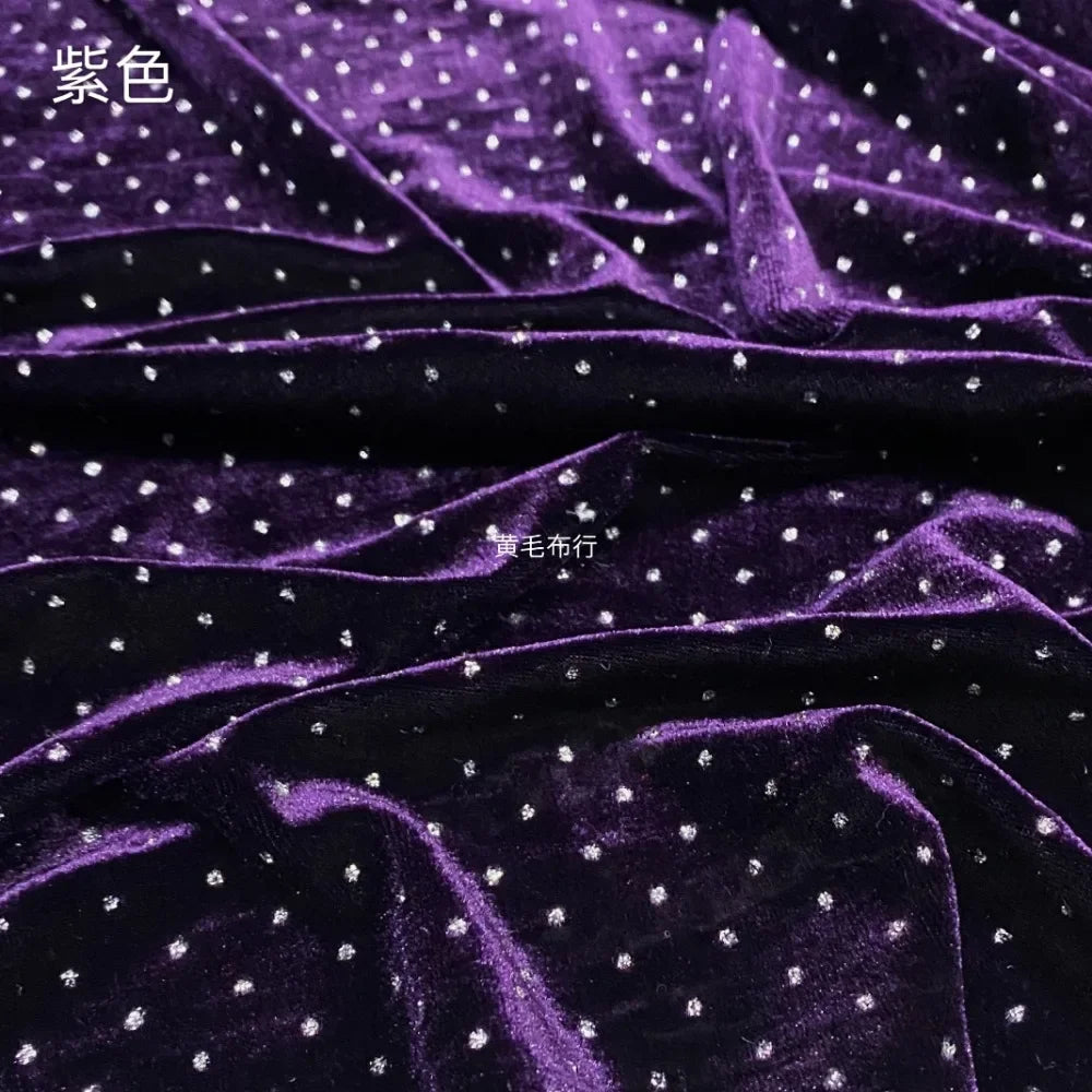 100 * 155cm High-Grade Elastic Gold Velvet Fabric Hot Drilling Light Diamond Cheongsam Dress Sports Suit Fabric by Meter
