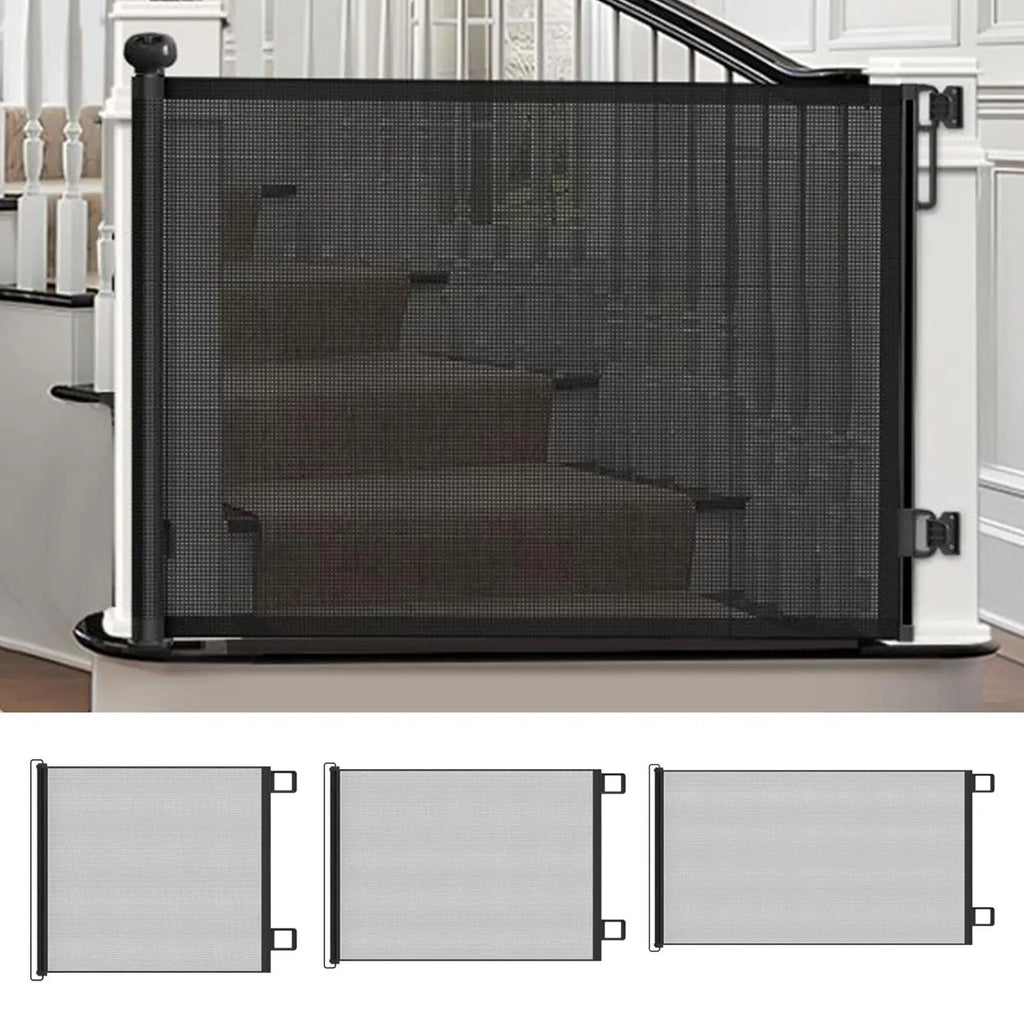 Retractable Pet Gate Childproof Net Indoor Mesh Fence for Dogs Kitten No-Drill Cat Baffle for Hallway Stairway Balcony Yard Door