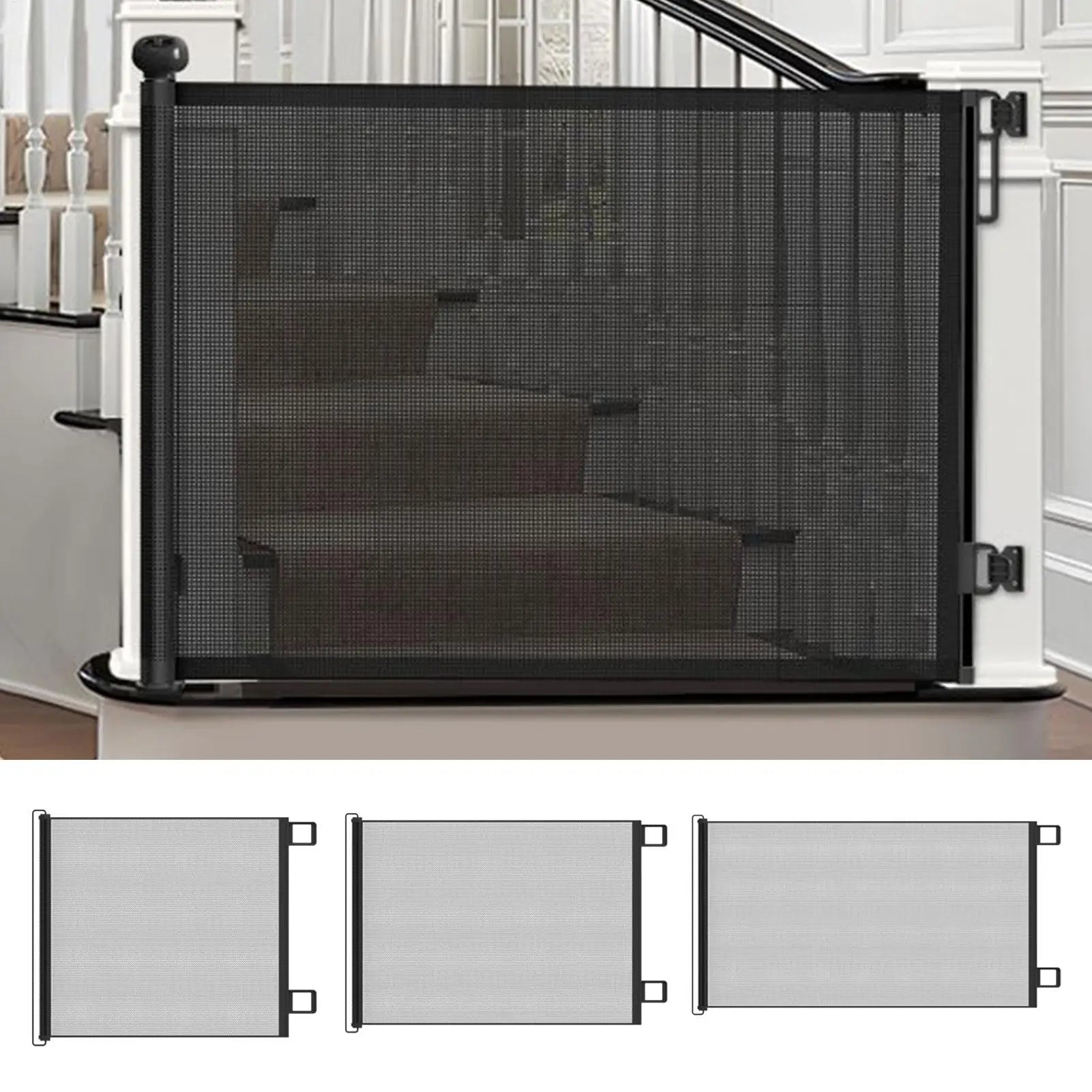Retractable Pet Gate Childproof Net Indoor Mesh Fence for Dogs Kitten No-Drill Cat Baffle for Hallway Stairway Balcony Yard Door