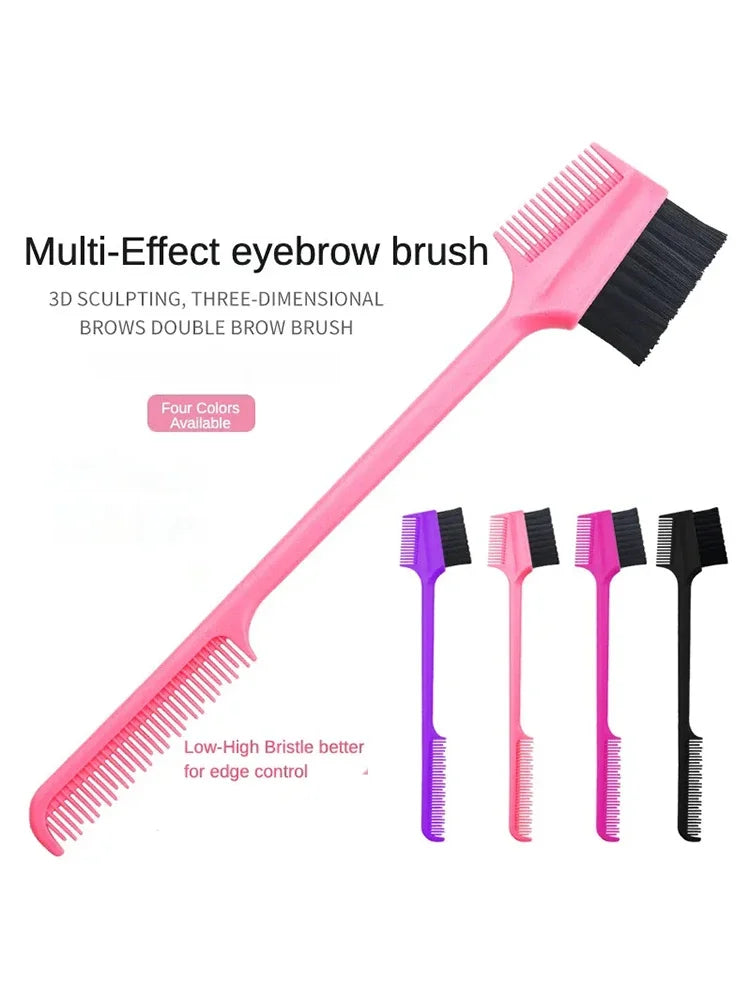 Three in One Edge Brush, Double-sided Edge Control Brush, Hair Salon Comb Brush, Beauty Tool Special for Real Hair Wigs