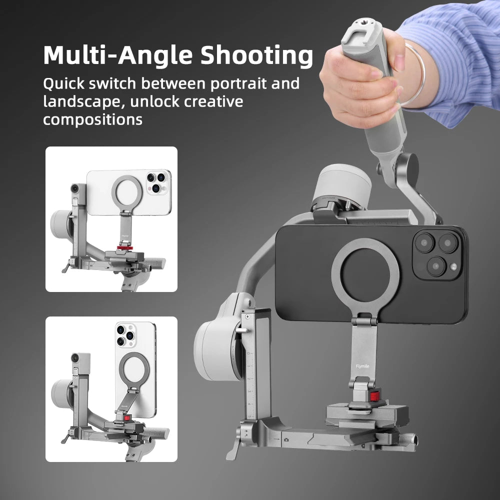 Flymile Adapter Clamp Cold Shoe Mount for DJI RS 4 Mini Magnetic Phone Holder With Cold Shoe Accessoise Compatible With Magsafe
