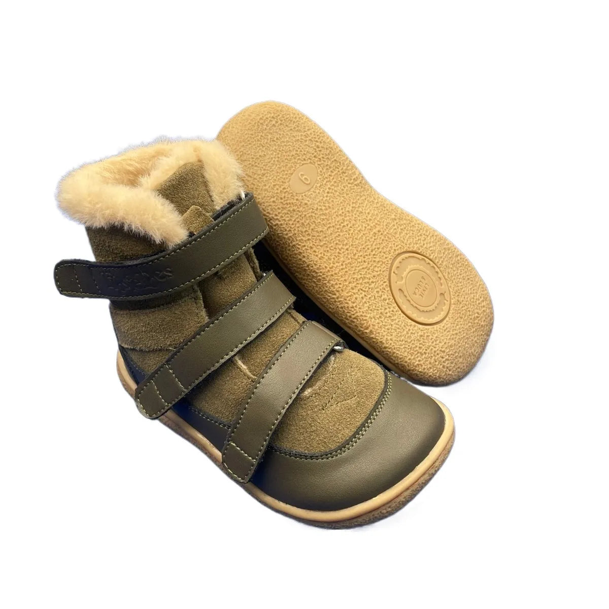 TipsieToes Top Brand Barefoot Genuine Leather Baby Toddler Girl Boy Kids Shoes For Fashion Winter Snow Boots 3 Straps Fur Inside