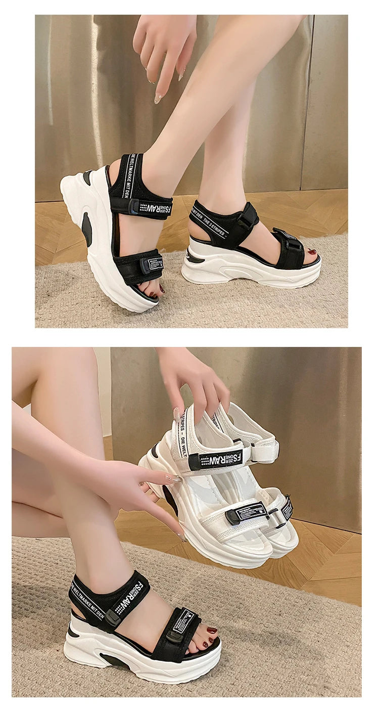Sports Sandals for Women 2024 New Summer Fish Mouth Wedge Muffin Platform Daddy High Heels To Increase Women's Shoes