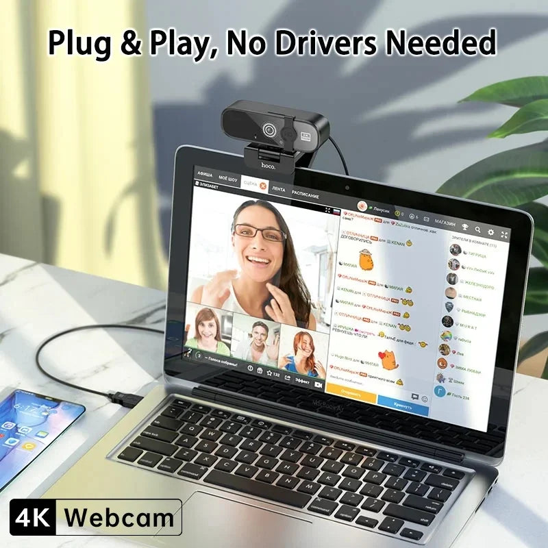 4K HD Mini Webcam With Microphone 2K Full HD Webcam 30fps Autofocus USB Web Cam For Auto Focus PC Laptop Video Shooting Camera