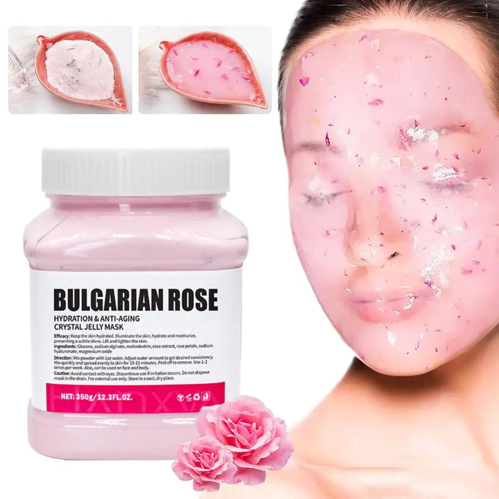 Rose Jelly Face Mask Hydrating Hydro Gel Peel-Off Mask with Smoothing Effect Powder-to-Gel Formula for Nourished Glowing Skin