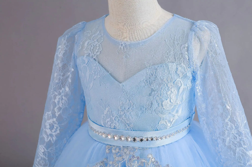 Girls' Long sleeved Princess Dress 4-12 Years Old Sequin Embroidered Bunny Dress Banquet Gorgeous High end Evening Dress