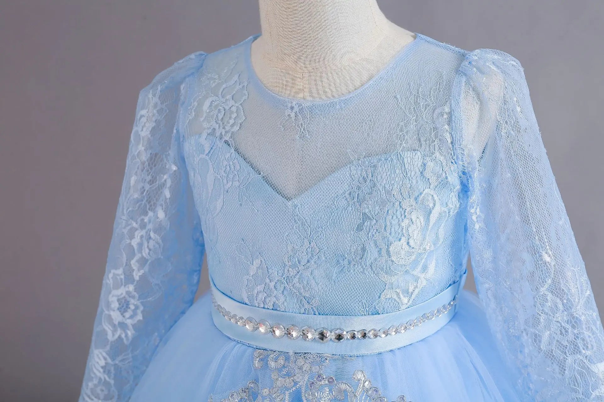Girls' Long sleeved Princess Dress 4-12 Years Old Sequin Embroidered Bunny Dress Banquet Gorgeous High end Evening Dress