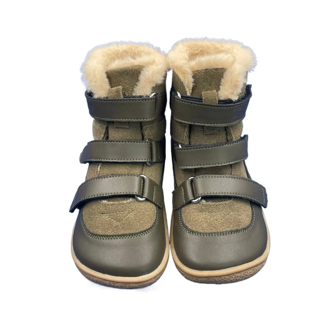 TipsieToes Top Brand Barefoot Genuine Leather Baby Toddler Girl Boy Kids Shoes For Fashion Winter Snow Boots 3 Straps Fur Inside