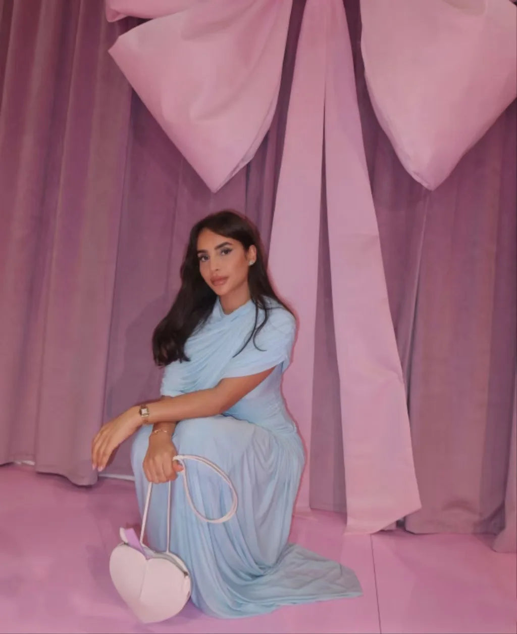 Elegant Shawl Ruched Asymmetrical Maxi Women Dress Summer Light Blue Slim Light Blue Party Dress Female Chic Evening Prom Gowns