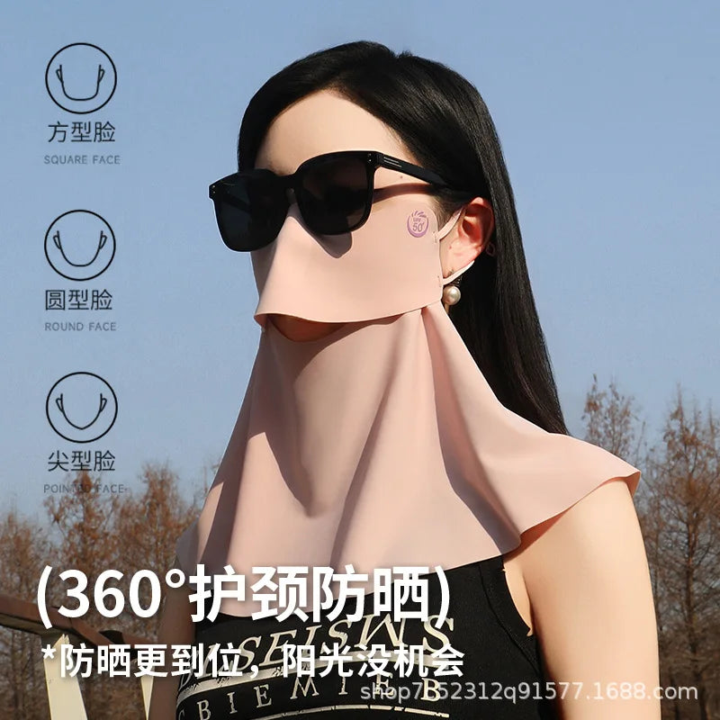 1PC 3D Ice Silk UPF50+ UV Protection Face Mask for Women Autumn Outdoor Cycling Hiking 360° Face Neck Cover Cool Balaclava Scarf