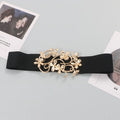 LANMREM Women Temperament Golden Flower Buckle Gold Silver Thread Elastic Waistband Fashionable Matching Skirt Dress 2DB1921