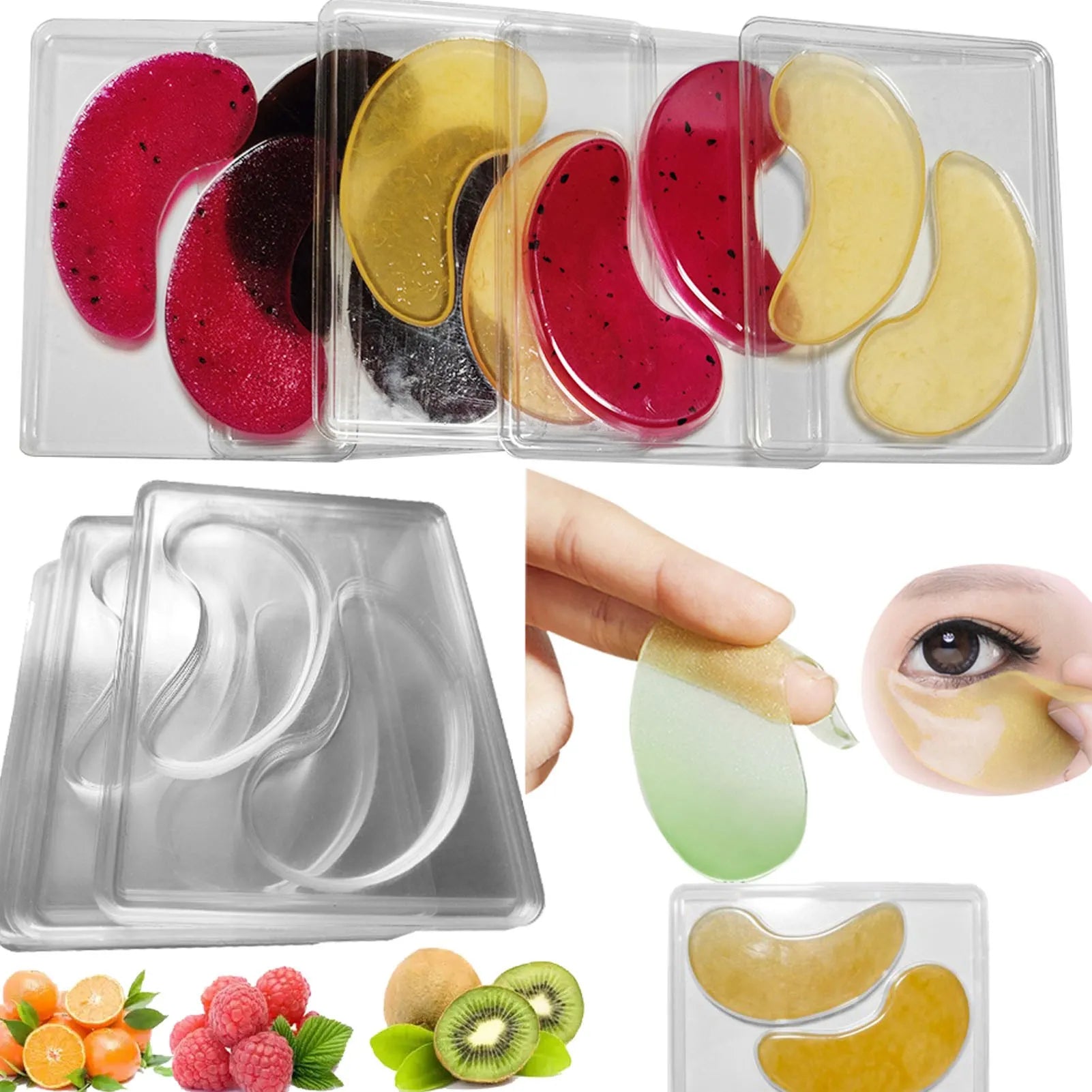 12Pcs Under Eye Patches Molds DIY Healthy Natural Reusable Transparent Eye Mask Patch Tray Plate Face Mask Patch Molds