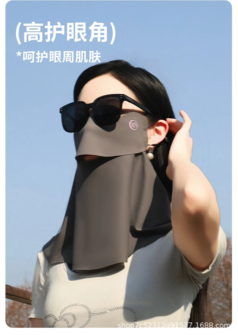 1PC 3D Ice Silk UPF50+ UV Protection Face Mask for Women Autumn Outdoor Cycling Hiking 360° Face Neck Cover Cool Balaclava Scarf