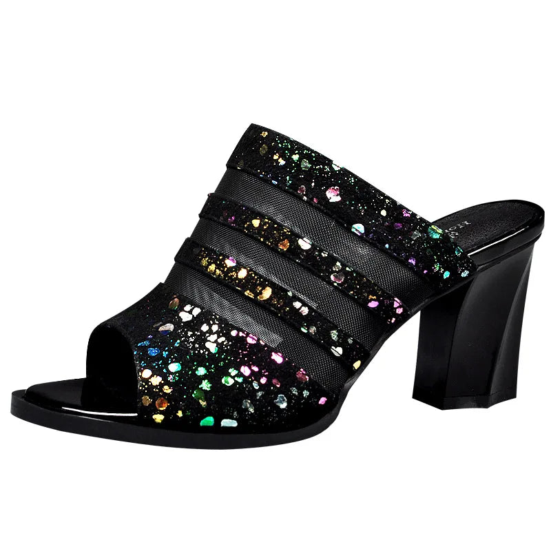 Women Sandals Fashion Thick Heel Peep Toe Women's Shoes Mesh Breathable Sandals Ladies Plus Size Girls Summer Beach Sandals