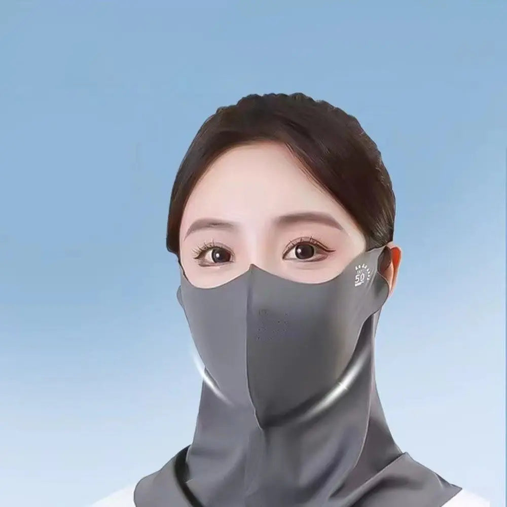 Ice Silk Sun Protection Mask Breathable Dustproof Anti-UV Neck Scarf Summer Outdoor Cycling Cool Sunshade Face Mask UPF50+