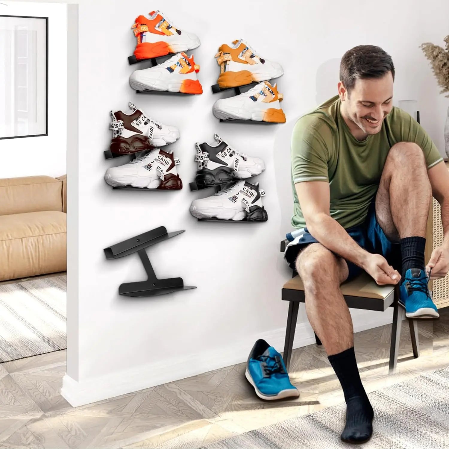 H-shaped Shoe Rack Wall Mounted, Floating Shoe Display Shelves, Sneaker Holders for Shoe Collectors & Advertising Exhibition
