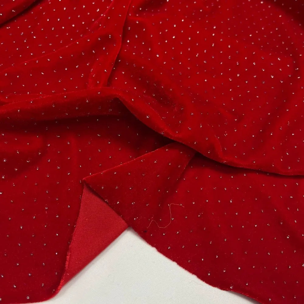 100 * 155cm High-Grade Elastic Gold Velvet Fabric Hot Drilling Light Diamond Cheongsam Dress Sports Suit Fabric by Meter